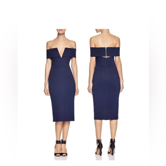 NICHOLAS / N / NICHOLAS Ponte Shoulder Band V Dress / RED / 0 - Picture 2 of 3